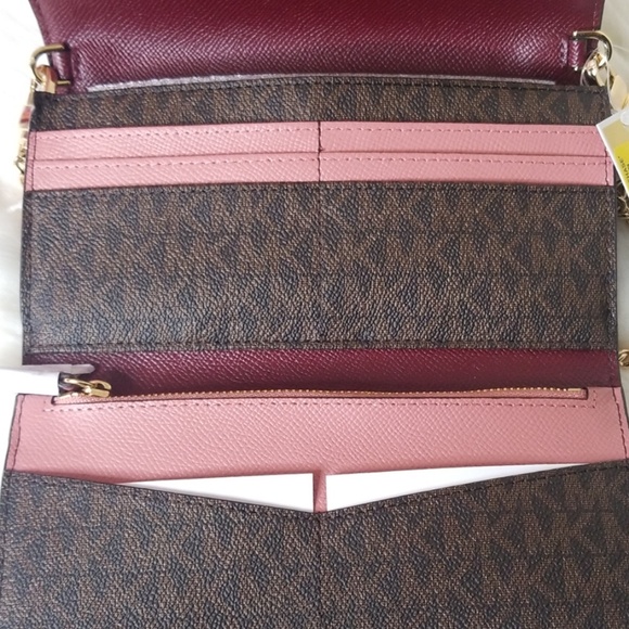 NWT MICHAEL KORS LARGE WALLET ON CHAIN OXBLOOD - Picture 8 of 8